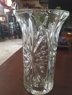 Vintage 1991 FTD Clear Glass Starburst Vase Taper Candle Holder Flower 7”
